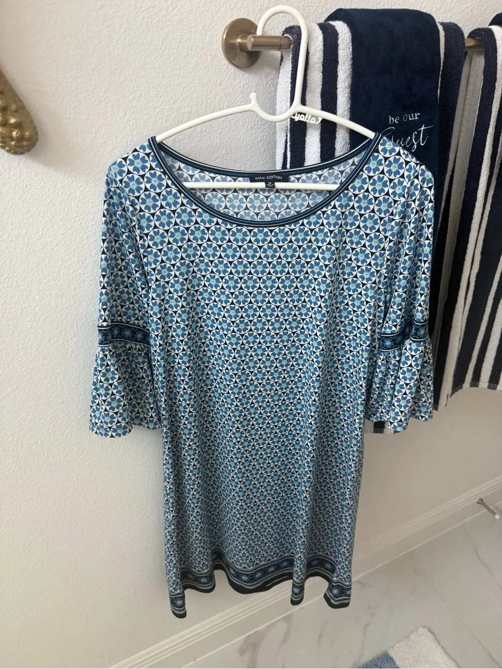 Max Edition Blue and White Geometric Print Dress